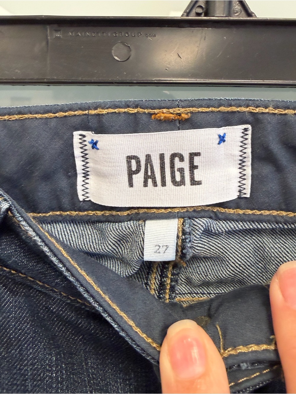 PAIGE Indigo Denim Jeans with Gold Stitching
